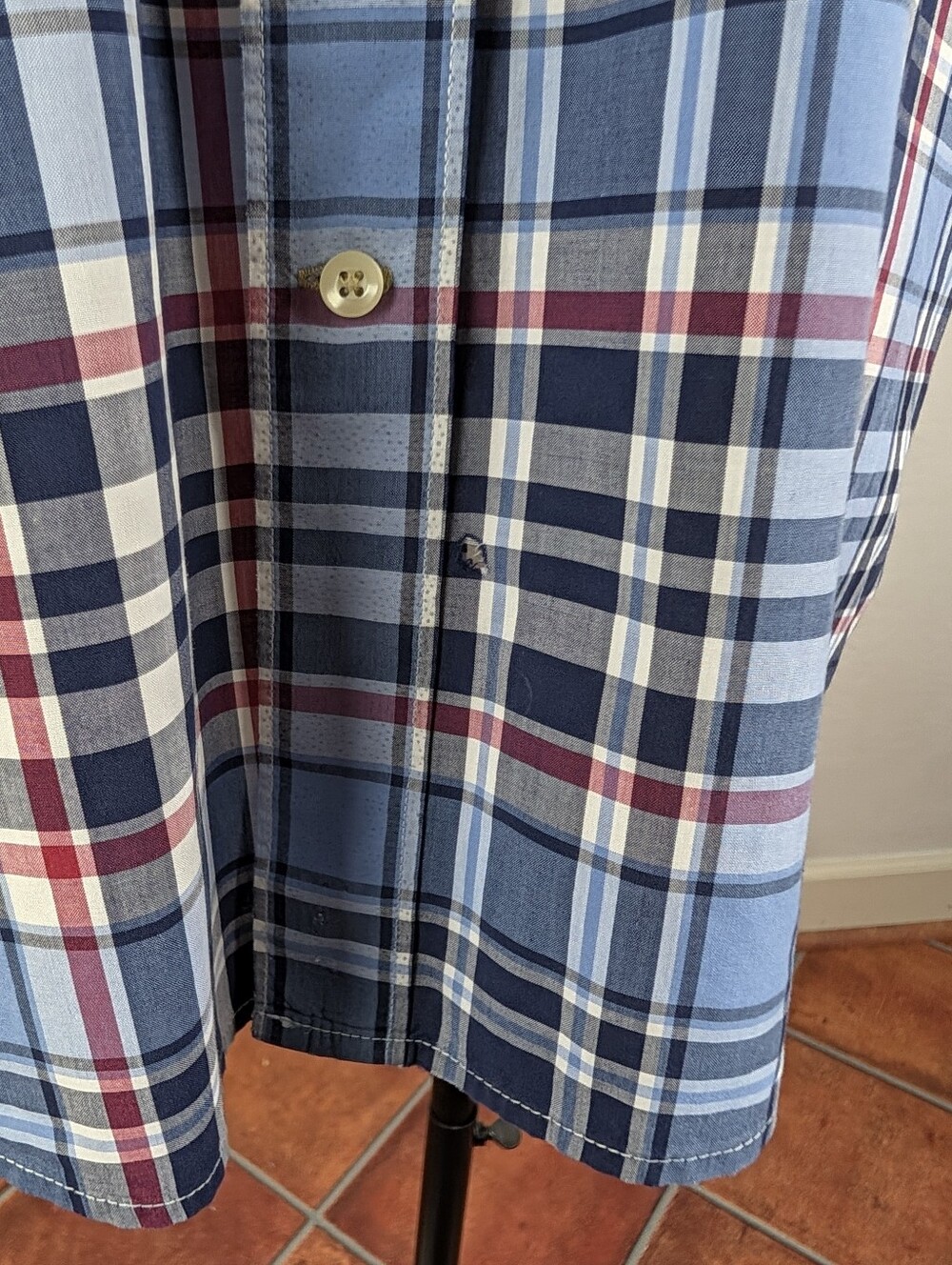 Barbour Blue and White Plaid Short-Sleeve Button-Down Shirt - Picture 8 of 10